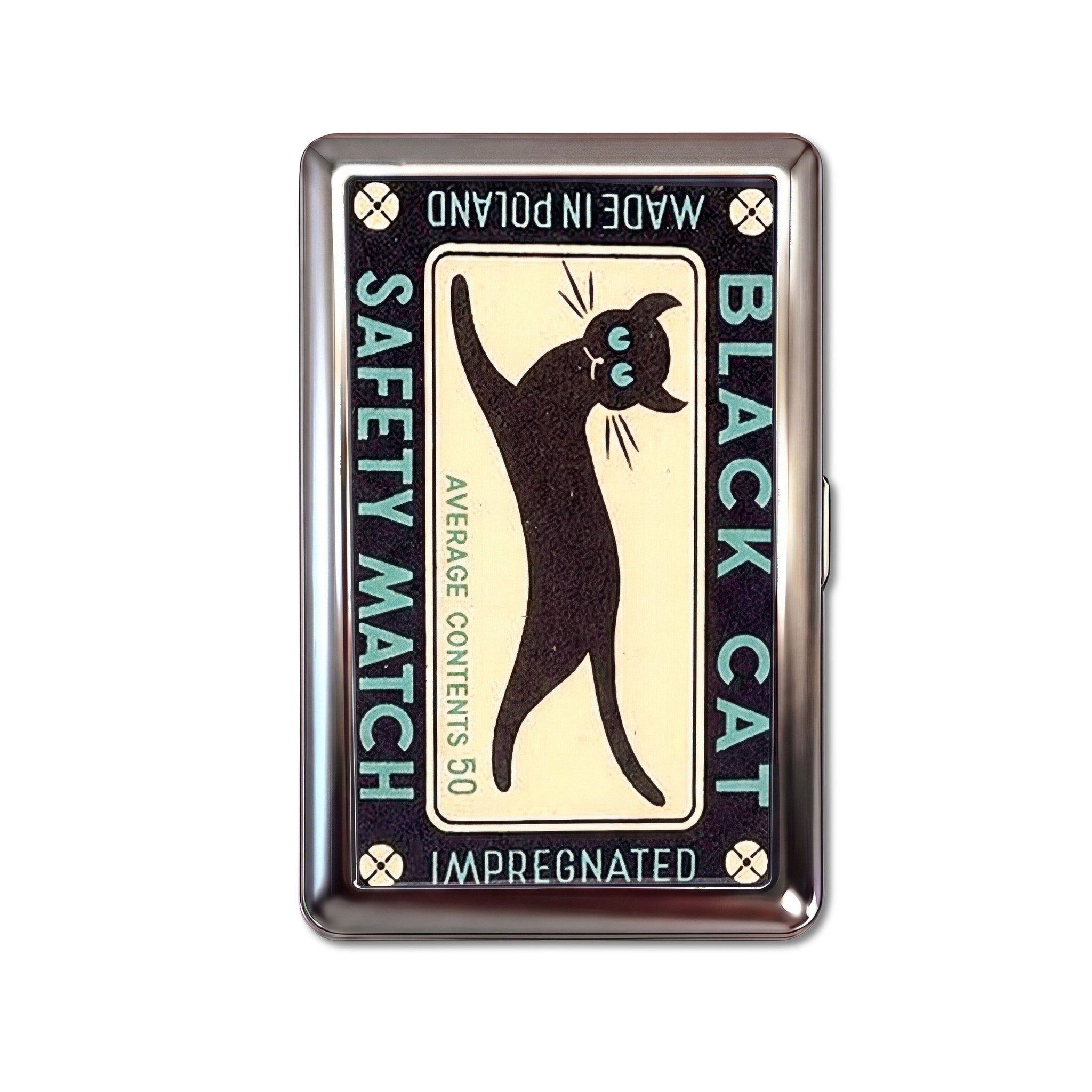 Black Cat Match Tin Cardholder Wallet