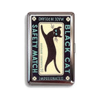 Black Cat Match tin cardholder wallet with vintage Polish black cat safety match label design