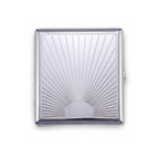 Solstice chrome cardholder wallet with art deco sunburst ray engraving