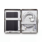 Trinket tin cardholder wallet open showing cards, cash, and everyday carry essentials