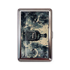 Pick Your Poison tin cardholder wallet with gothic poison bottle and skulls collage design