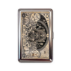 Reaper's Throne tin cardholder wallet with ornate reaper tarot card on aged parchment design